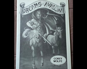 Signed 6 print portfolio, Dreams of Avalon by fantasy illustrator Corey Wolf. Unicorns.