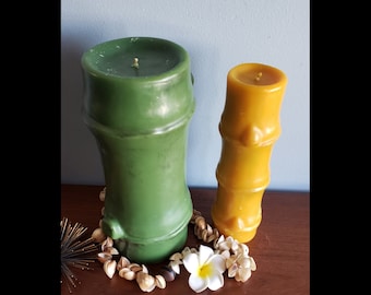 Large 2 piece vintage bamboo shaped candles.