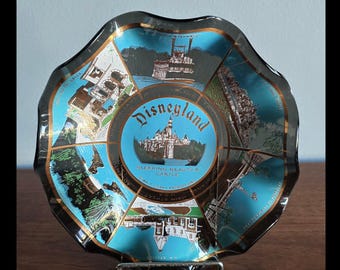 Vintage ruffled glass Disneyland souvenir dish.