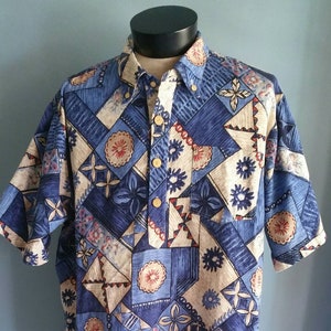 2-3XL tapa print Hawaiian shirt.