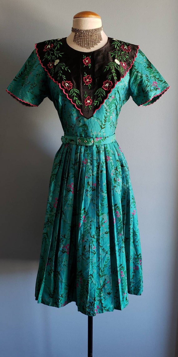 100% silk vintage floral dress. Volup. - image 2