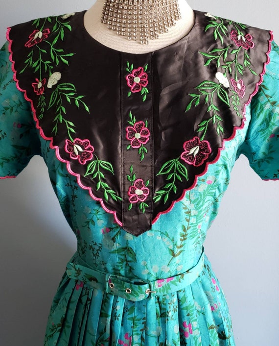 100% silk vintage floral dress. Volup. - image 5