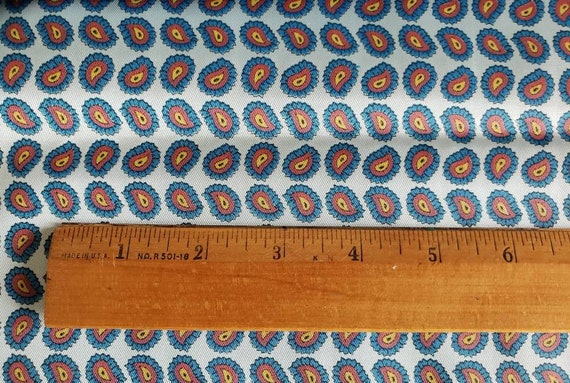 1960s silky satin acetate paisley print fabric, new old stock.