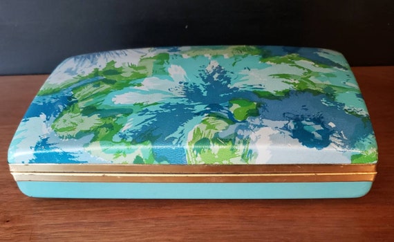 1960s mod floral vinyl clamshell jewelry box. - image 2