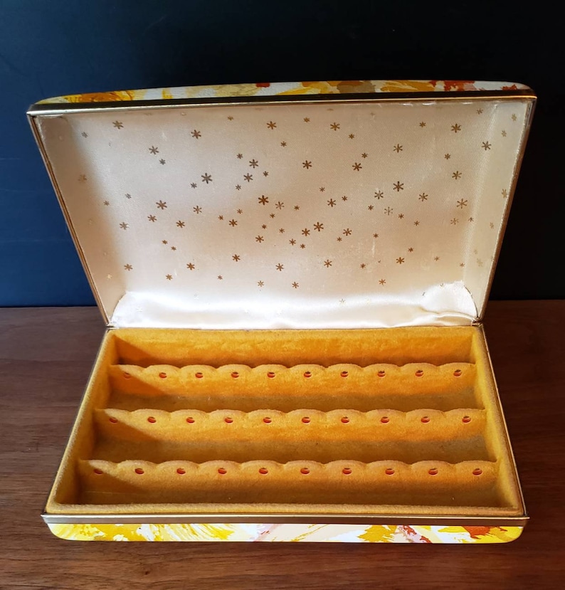 1960s mod floral vinyl clamshell jewelry box. image 3