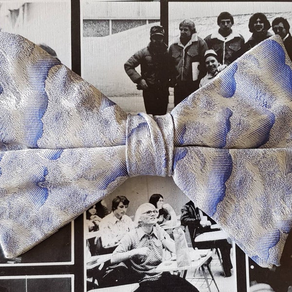 1970s asian cloud print butterfly bow tie.