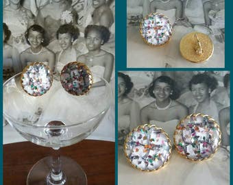 1950s confetti in lucite earrings.