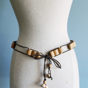 1970s boho wood and cord belt.