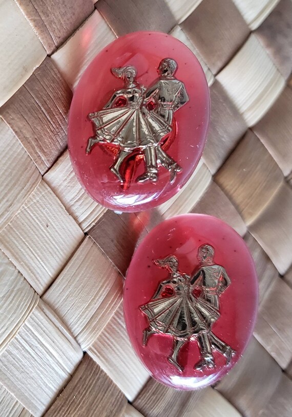 Vintage Red Lucite Swing Dancer Clip On Earrings. - image 3