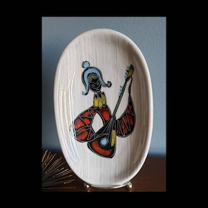 MCM Harlequin Mandolin Musician Ceramic Dish.