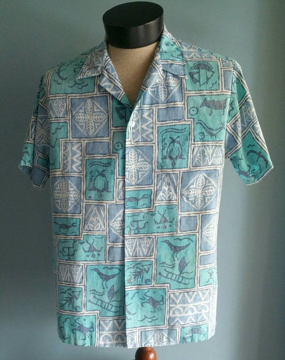 Vintage tapa print hawaiian shirt by Kai-Nani. - image 1