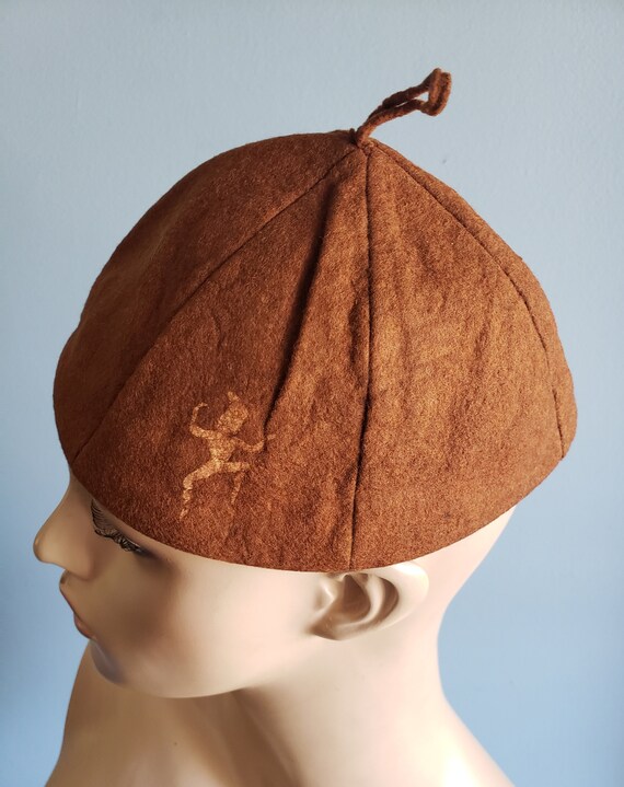 1950s brown felt Brownie beanie cap. Girl Scout o… - image 5