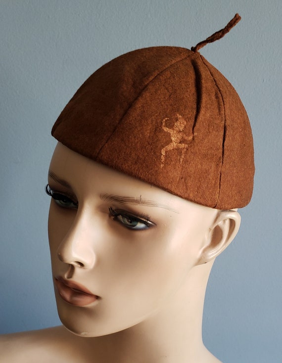 1950s brown felt Brownie beanie cap. Girl Scout o… - image 2