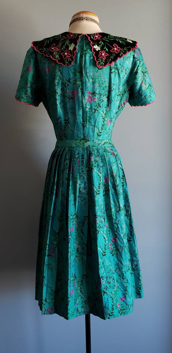 100% silk vintage floral dress. Volup. - image 3