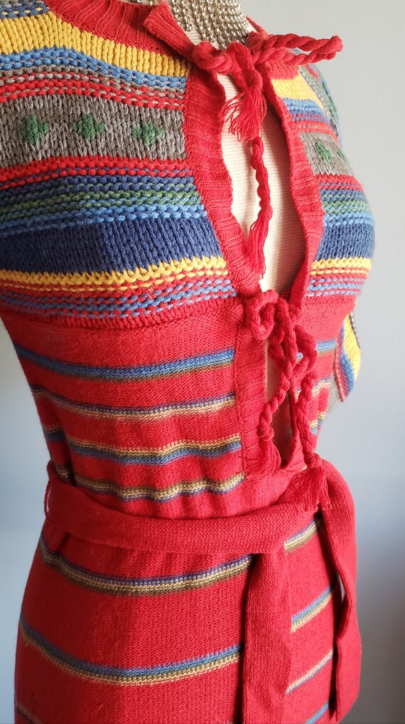 1970s red striped bell sleeve sweater. Currants b… - image 7