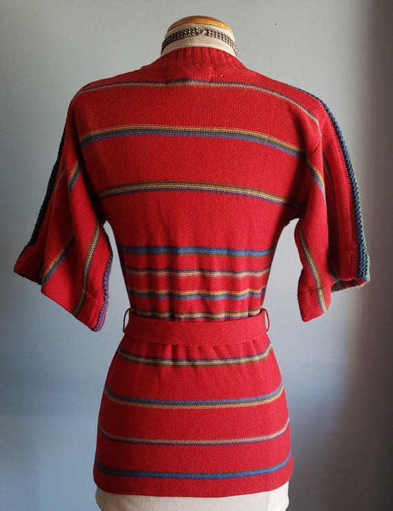 1970s red striped bell sleeve sweater. Currants b… - image 10