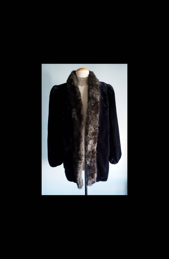 Vintage Jordache Faux Fur Black Jacket.