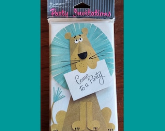 Vintage Buzza Cardozo kids new old stock lion party invitations.