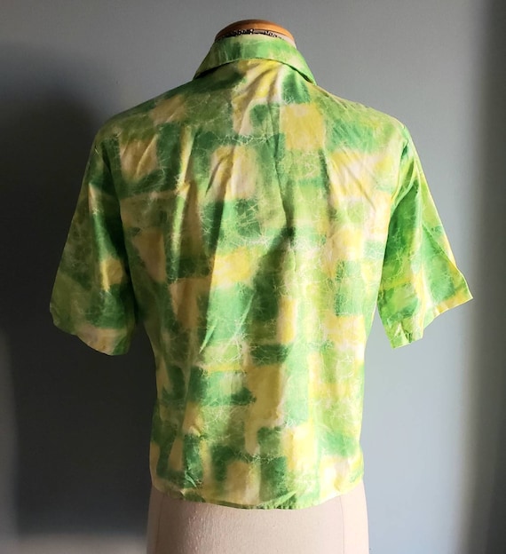 Early 1960s cotton abstract print blouse. - image 2