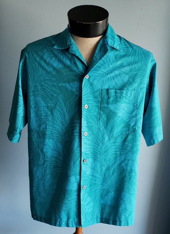 Cool teal and blue monstera print Hawaiian unifor… - image 10