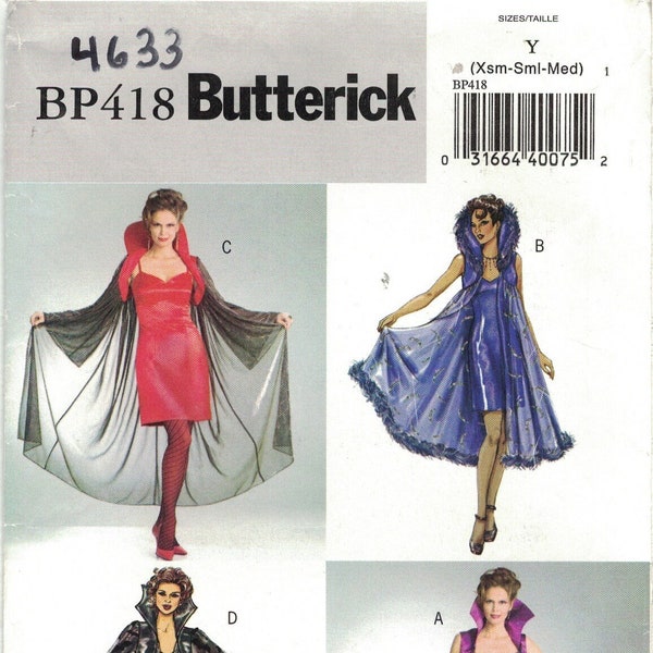 Butterick BP418 4633 Sexy Vampire, Devil Whimsigoth Costume Pattern Misses Size 4 6 8 10 12 14 Uncut