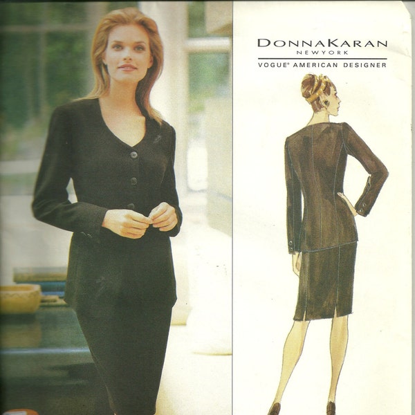 Vogue 1705 American Designer Donna Karan 1990s Suit Pattern Sizes 6 8 10 Uncut