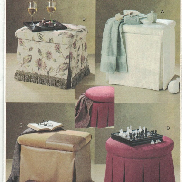 Vogue 7789 Storage Ottoman Footstool Sewing Pattern Home Decor Uncut