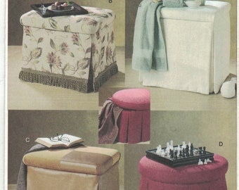 Vogue 7789 Storage Ottoman Footstool Sewing Pattern Home Decor Uncut