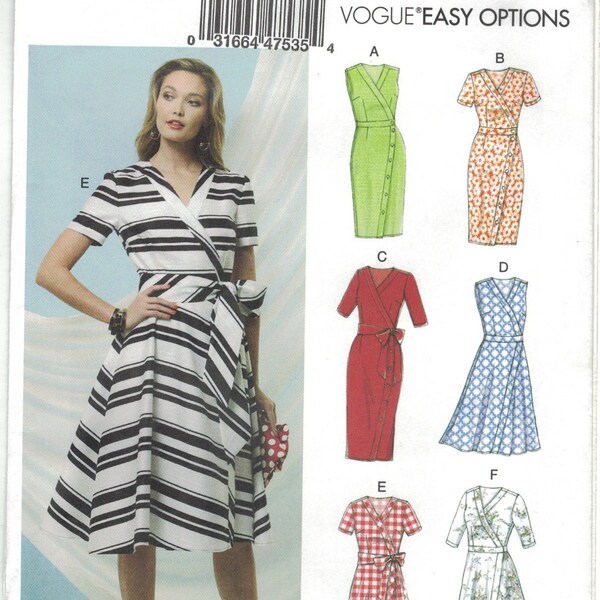 Vogue 9313 Easy Options 6 Wrap Dress Pattern Variations Choose Size Uncut