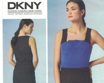 Vogue 1444 DKNY Donna Karan Pleated Fan Front Dress Pattern Choose Size Uncut