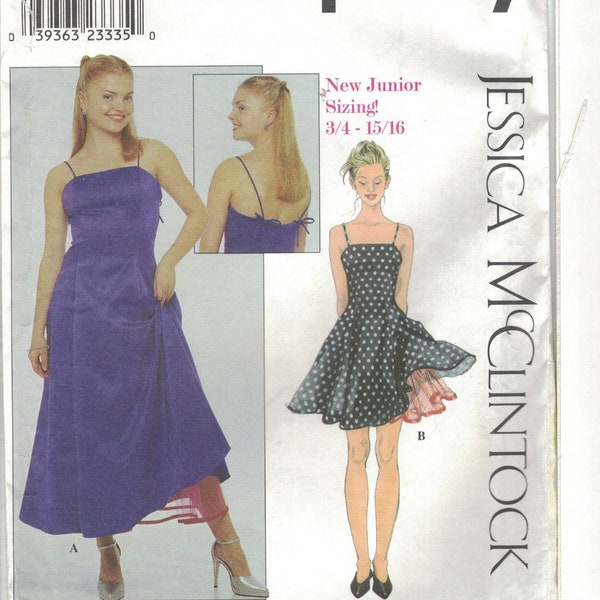 Simplicity 8861 Jessica McClintock Strappy Dance Prom Dress Pattern Junior Size 11/12 13/14 15/16 Uncut
