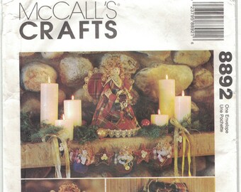 McCall's 8892 Country Christmas Angel Ornament, Garland, Crazy Quilt Stocking Pattern