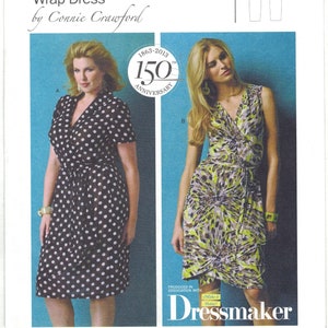 Butterick B5898 Connie Crawford Wrap Dress Pattern Plus Size XS-XL B34-43