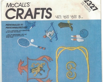 McCall's Crafts 2327 806 Iron On Embroidery Transfers Monogram, Sports, Animals, Flowers Retro