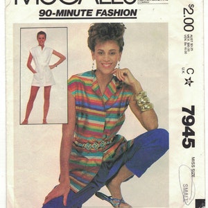 McCall&#39;s 7945 Easy Wrap Front Cover Up Vintage Pattern Misses Size Small 10 12 Uncut