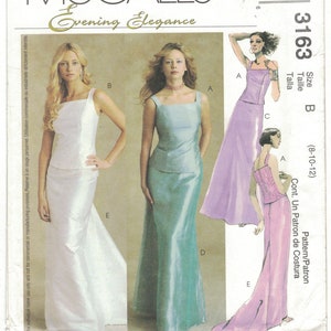 McCall&#39;s 3163 Princess Seam Bodice & Formal Skirt With Train Pattern Bridesmaid, Prom Size 8 10 12 Uncut