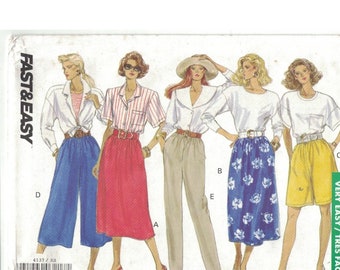 Butterick 4137 Easy Culottes, Dirndl Skirt, Shorts, Pants Pattern Choose Size UC