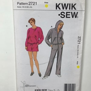 Kwik Sew 2721 Sweatshirt, Hoodie, Sweatpants, Shorts Pattern Misses Size XS-XL Uncut
