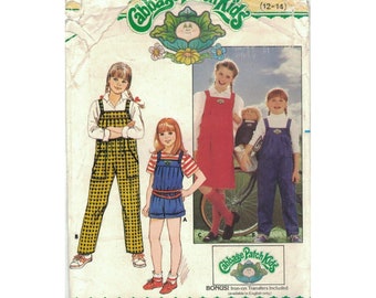 Butterick 6805 Cabbage Patch Kids Girls Overalls & Jumper Pattern Size 12 14 Uncut