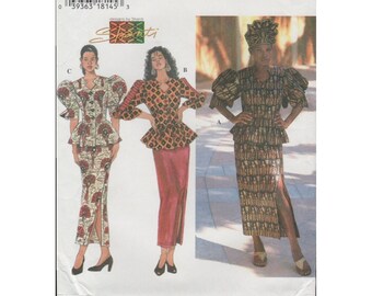Simplicity 9623 Shanti African Peplum Tops & Skirt Pattern Misses Size 12 14 16 18 Uncut