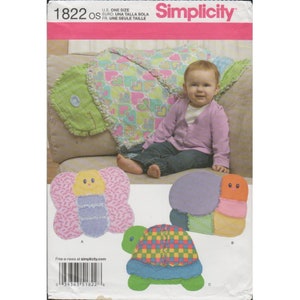 Simplicity 1822 Childrens Animal Rag Quilt Pattern Butterfly, Turtle, Snail Uncut