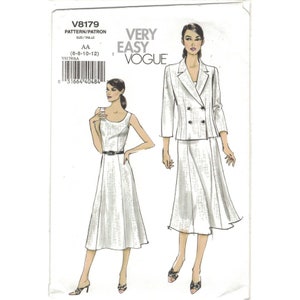 Very Easy Vogue 8179 A Line Calf Length Dress & Jacket Pattern Misses Size 6 8 10 12 Uncut