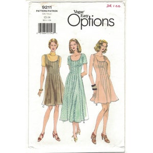 Vogue 9211 Easy Tucked Bodice Dress, Jumper, Sundress Cottagecore Pattern Misses Size 12 14 Uncut