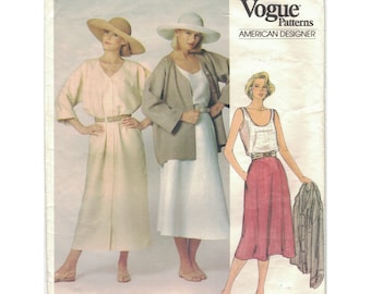 Vogue 1377 Calvin Klein Lagenlook Dress, Jacket, Top, Skirt Misses Size 8 Cut & Complete