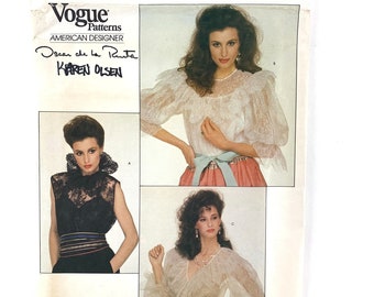 Vogue 2805 Oscar de la Renta Ruffled Lace Blouse Pattern Misses Size 6 Uncut