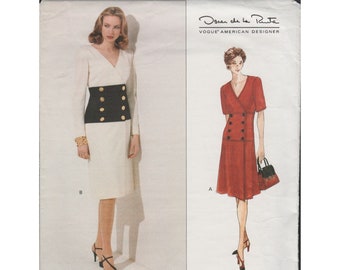 Vogue 1143 Oscar de la Renta Double Breasted Dress Pattern Misses Size 8 10 12 Uncut