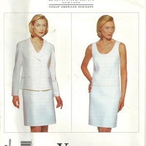 Vogue 1960 Donna Karan 1990s Mini Skirt Suit Pattern w/ Shell Size 8 10 12 Uncut