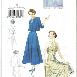 Vogue Vintage Model Pattern 8974 Late 1940s Reissue Fit & Flare Sun Dress + Boxy Jacket Choose Size