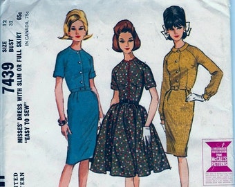 McCall's 7439 Secretary Dress Pattern 1960s Bust 32 Uncut