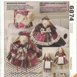 McCall&#39;s 6874 Badezimmer Hasen Toilettenpapier & Taschentücher Box Covers, Handtuchhalter Crafts Pattern Uncut